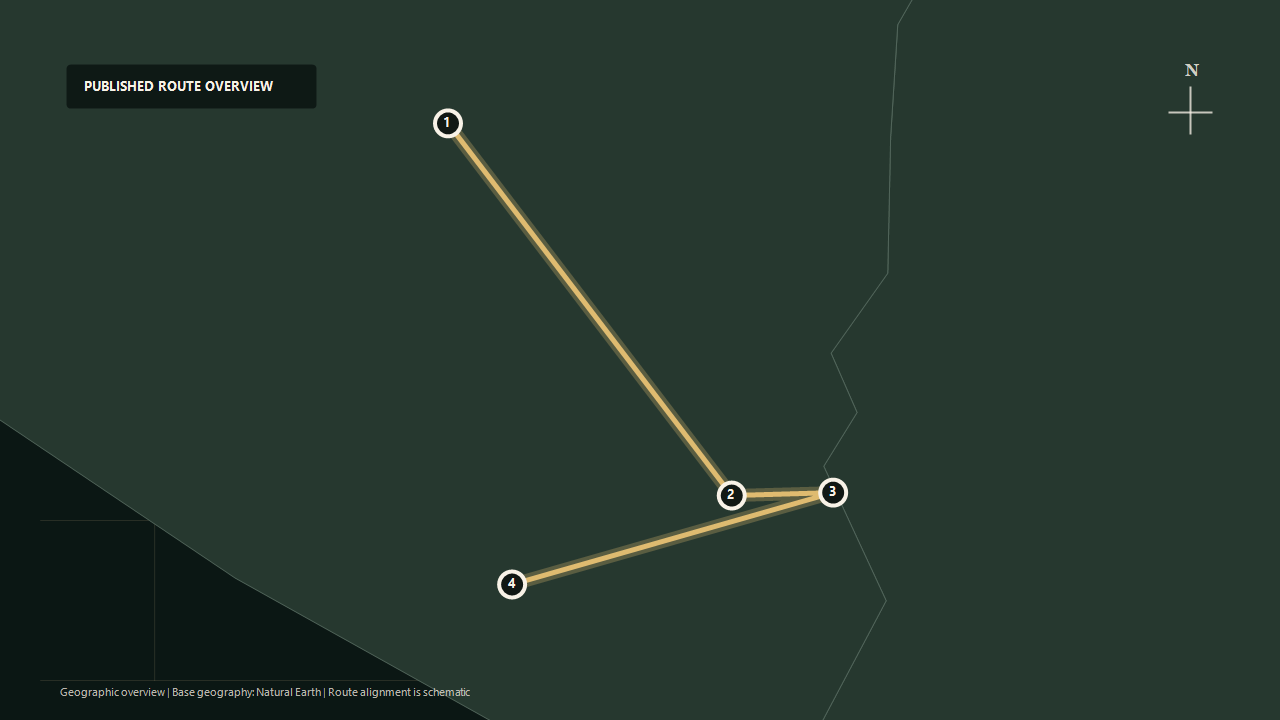 Geographic overview of the published New Year’s Eve Journey route: Cusco to Puno to Lake Titicaca to Arequipa