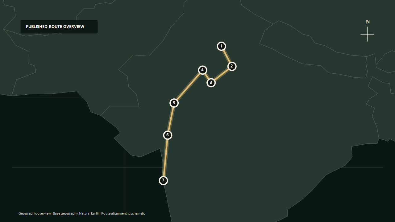 Geographic overview of the published Indian Odyssey route: Delhi to Agra to Ranthambore to Jaipur to Udaipur to Vadodara to Mumbai