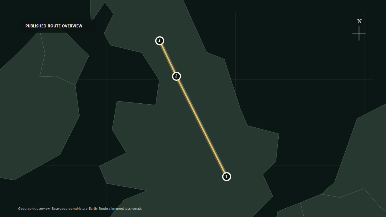Schematic geographic route overview for Midland Pullman: St Albans to Settle to Carlisle