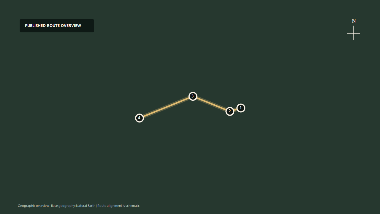 Schematic geographic route overview for Sagano Romantic Train: Torokko Saga to Torokko Arashiyama to Torokko Hozukyo to Torokko Kameoka