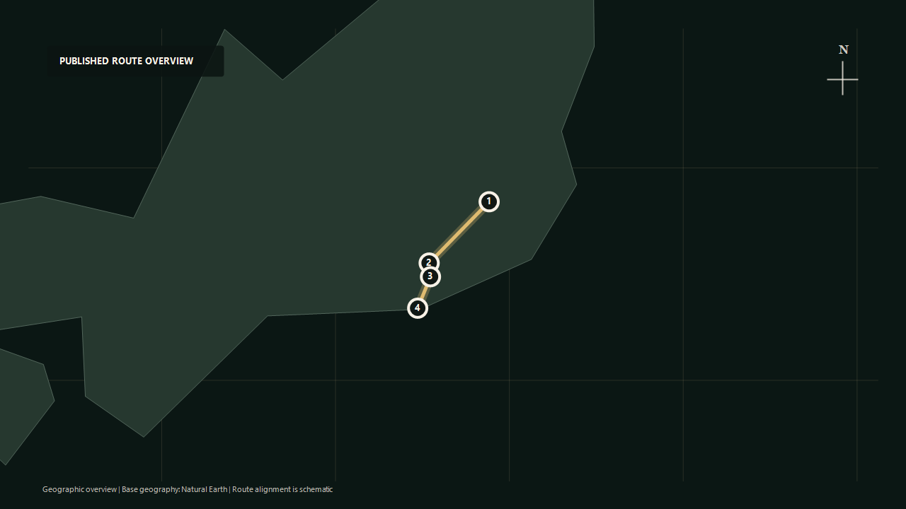 Geographic overview of the published Tokyo to Izukyu-Shimoda route: Tokyo to Atami to Ito to Izukyu-Shimoda