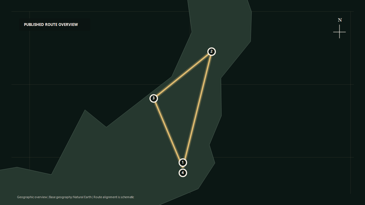 Geographic overview of the published Snow Country and Tohoku: Three-Day Winter Journey route: Ueno to Tohoku to Snow country to Ueno